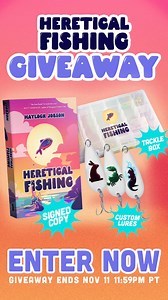 ⛱️ THE MOST LAID-BACK GIVEAWAY EVER👾 Don't miss your chance to win the ultimate Heretical Fishing bundle of goodies, perfect for a day of kicking back and letting the fish swim to you! The winners will receive: 🎣 Custom Fishing Lures 🐟 Themed Tackle Box 📚 All THREE Heretical Fishing books, including Book 1 signed by @Haylock Jobson Winners will be announced November 12 on Podium's channels! Be sure to keep your eyes peeled on our Instagram! SIGN UP: https://litrpg.podiumentertainment.com/her