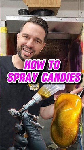 Spraying Sunglow Candy Over Comet Silver Basecoat! 🌟🎨 #candypaint #tropicalglitz