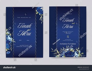 Blue Floral Elegant Handdrawn Invitation Card Stock Vector (Royalty Free) 2422051547 | Shutterstock