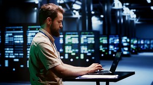 Computer Scientist Typing Cloud Computing Stock Footage SBV-347793836 - Storyblocks