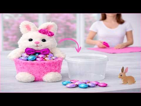 ✨ DON'T THROW AWAY Plastic Containers!🐰 ADORABLE No-Sew Bunny Basket 🍬 Everyone by folding #recycle
