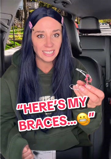 When you try to convice your mum why you ‘had to’ take your braces off...😬 #braces #makeover #bluehair #teenlife #mumsbelike