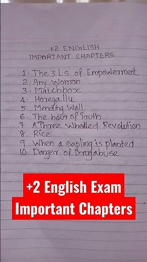plus two English exam important chapters