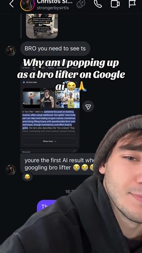 Jackson on Instagram: "I really hope this is a photoshopped image or just influenced by that guy search results because if I’m popping up as a bro lifter, I have failed 😭"