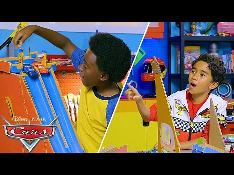How to Make a Cars-Themed Racetrack From Cardboard! | Pixar Cars