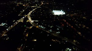 Gorgeous aerial view of Luton Town of England at Night. High Angle Footage take with drone's camera