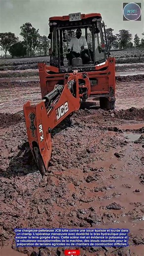 Powerful & Highly Efficient: A Backhoe Loader Excavates Wet Soil