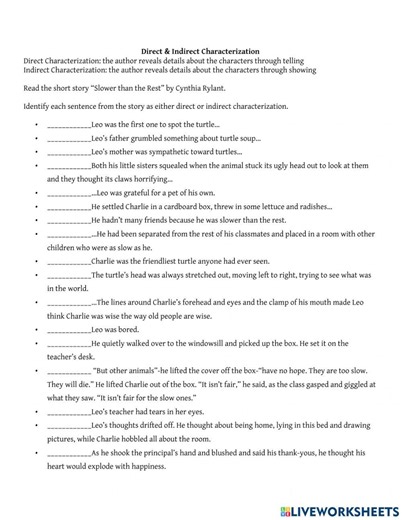 Characterization online exercise for