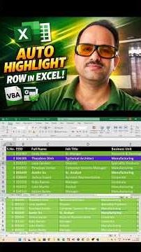 Highlight Rows AUTOMATICALLY in Excel! 🚀 #Shorts | Highlight Active Row Automatically in Excel 🔥