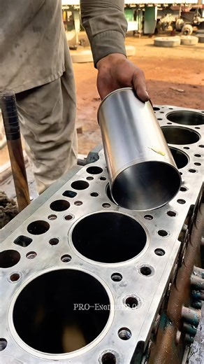 Amazing Cylinder Sleeve Liner Fixing #shortsfeed #satisfying #engine #trending #yt