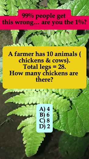 🐔🐮 10 Animals (Chickens & Cows), 28 Legs – How Many Chickens? #shorts #brainteaser #math #riddle