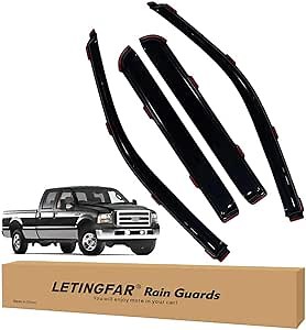 In-Channel Rain Guards for Ford F150 2009-2014 SuperCrew, Side Window Deflectors