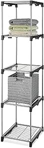 Whitmor 5 Tier Shelf Tower - Closet Storage Organizer,Silver