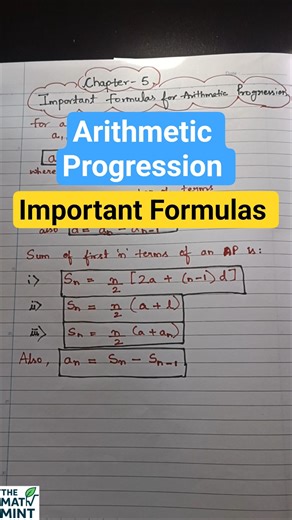Arithmetic Progression Class 10 | All Important formulas | MUST Remember #maths #cbseclass10 #shorts