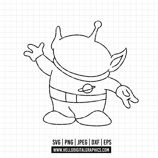 5696 - Alien From Toy Story Outline Svg, Eps, Png, Jpeg, Dxf. Disneyy Toy Story Dtf. - Etsy
