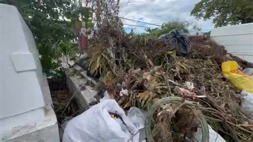 TRASH PILES SPARK OUTCRY AT LAOAG CEMETERY WATCH: Garbage and dried foliage are seen heaped over tombs at Laoag City Catholic Cemetery, with a religious statue partially buried under the debris, drawing complaints from visitors ahead of #Undas2025. Families said the neglect is disrespectful to the dead, and locals are urging authorities to clean and maintain the cemetery. | Jasper Dawang #laoagcity #lakbayundas #ligtasnaundas #IlocosNorte #DailyTribune | Daily Tribune
