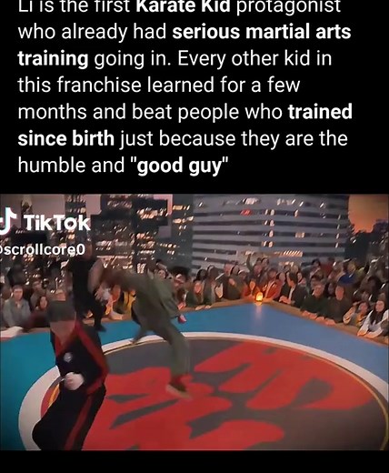 In Karate Kid: Legends (2025), the formula finally makes sense. Li is the first Karate Kid protagonist who already had serious martial arts training before entering the tournament. Every other kid in the franchise learned for a few months and somehow beat lifelong fighters just for being the good guy. Karate Kid: Legends (2025) Directed by Jonathan Entwistle Starring Ben Wang, Jackie Chan, Ralph Macchio, Joshua Jackson #KarateKid #KarateKidLegends #JackieChan #RalphMacchio #MartialArts #MovieFac