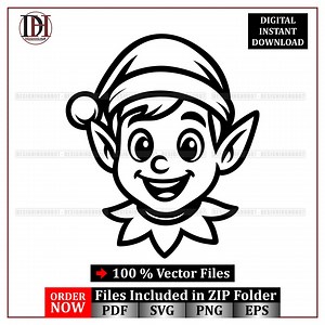 Christmas Elf Face SVG: Holiday Vector Clipart (digital Download) - Etsy