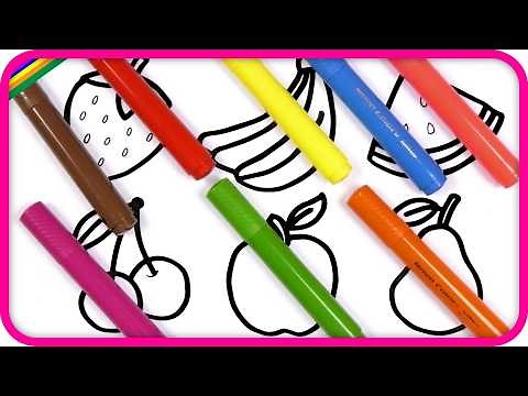 🍎🍉🍓🍌 Learn Colors & Draw Fruits | Big Marker Coloring for Kids 🎨