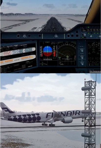 Finnair A350 Operations in Snowy Helsinki