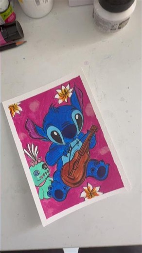 Cute Stitch Acrylic Painting 🎨💙 | Disney Art Process | Easy Painting #shorts