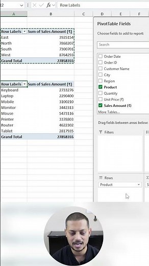 Create 3 Pivot Tables from 1 Pivot Table | Excel Trick 🔥
