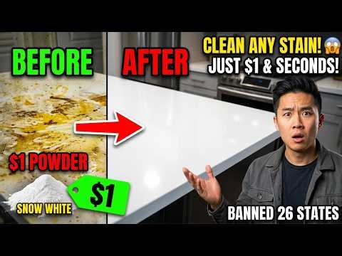 $1 Powder DESTROYS Any Grease Stain SNOW WHITE Again. PERMANENTLY. BANNED 26 States Since 1955