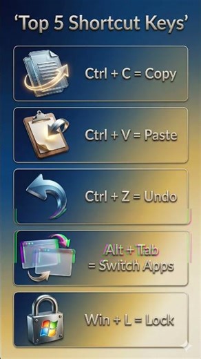 Top 5 Keyboard Shortcuts Every User Must Know! 🔥 #computerknowledge #click&learn #laptop