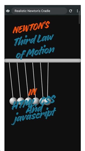 Realistic Newton's Cradle animation in HTML, CSS and JavaScript. #shorts