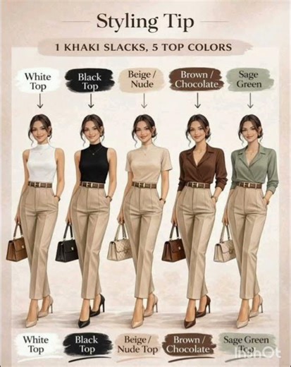 Styling Tip 1 KHAKI SLACKS, 5 TOP COLORS