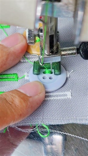 Sewing button using a sewing machine #sewingtechnique
