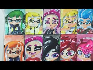 Drawing 10 Splatoon characters (Splatoon 1, 2, 3 and custom characters)