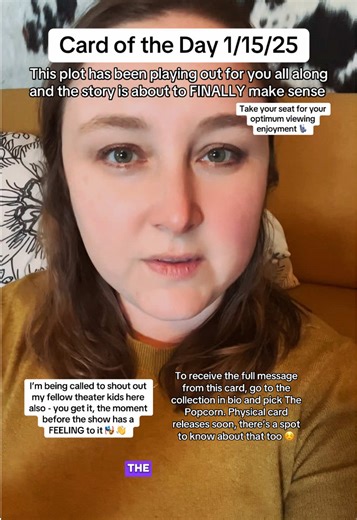 Intuitive message for you from THE POPCORN card of the day // Karmic returns, following the plot, and watching it all unfold.