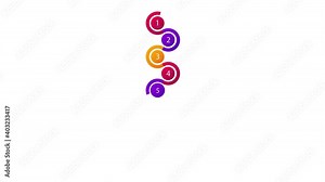 A set of three smoothly animated vertical spiral lines and 9 points. Triadic stylish colors. 2D flat animation isolated on white background with alpha luma matte 4k. Stock Video
