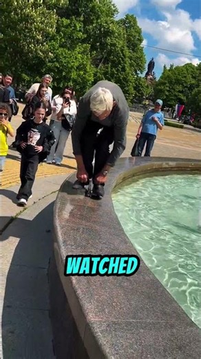 90-Year-Old Man Attempts Impossible Fountain Stunt! 😱 #shorts #viral