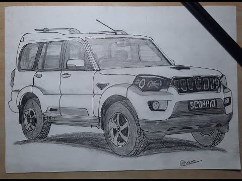 Mahindra Scorpio Pencil Sketch🚗
