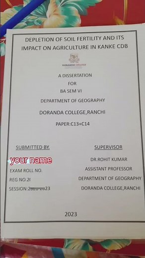 PROJECT REPORT FRONT PAGE ||dissertation project front page||how to make front page design