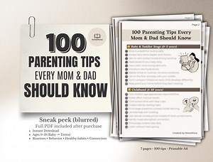 100 Parenting Tips | Printable PDF A4 | Ages 0-18 | Routines, Behavior, Healthy Habits | Positive Parenting Guide | Instant Download - Etsy