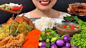 『Cookingeat』炸蔬菜 炸鱼 胡萝卜 苦瓜配辣椒酱 | ASMR咀嚼音