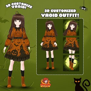 Pumpkin Ghost Lolita Dress | Halloween Vroid Outfit (.vroidcustomitem) Vroid Clothes - Etsy
