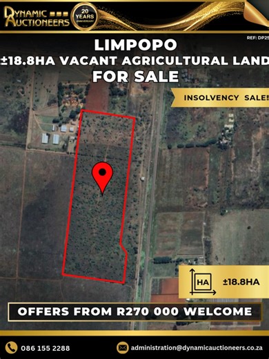 ±18.8 Hectare Agricultural Land for Sale in Limpopo