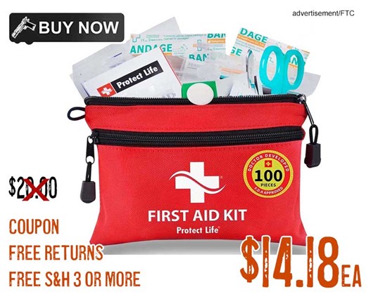 Protect Life Mini Travel 100pc First Aid Kit $14.18 w/ Coupon, FREE Returns