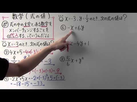 【中1 数学】中1-17 式の値