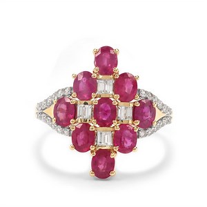 Burmese Ruby Ring with White Zircon in 9K Gold 2.75cts