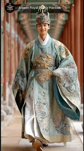 Jade Green & Indigo Blue — Joseon Royal Men's Hanbok 👑 | #Shorts Royal hanbok series #royal