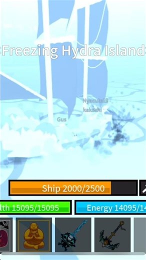 Freezing Hydra Island -blox fruits #bloxfruits #bloxfruit #bloxfruitcombo #bloxfruitbountyhunting