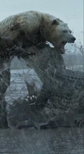 Saltwater Crocodile vs Polar Bear #animalvsanimal