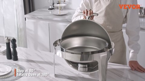 SKYSHALO 6-Pack Chafing Dish Buffet Set 8 Qt. Silver Stainless Steel Chafing Dishes with Full Size Pans ZFXKCLJTZ68QTMJAWV0-0703