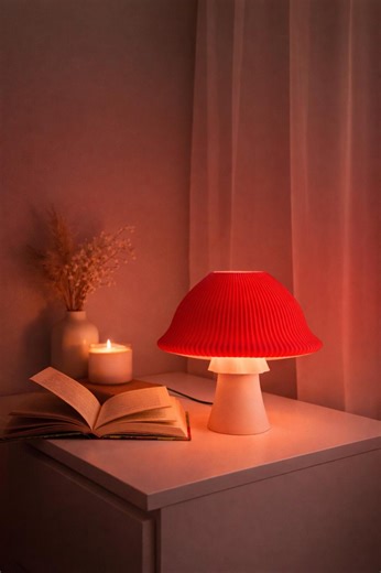 Red Bedside Lamp – Ribbed Modern Table Light | 3D Printed Accent Lamp - Etsy UK