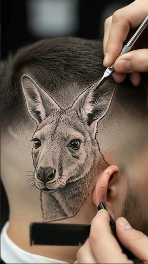 Inredible Kangaroo Face Haircut Hyper-Realistic Barber Art Transformation #haircare #hairstyle #hair